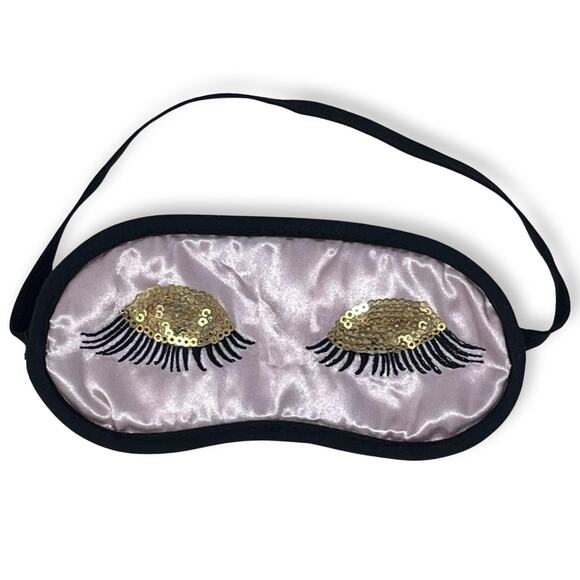 Pink Satin Sleep Mask | Sequin Embroidered Eye Pillow Spa Quality NWOT - Picture 1 of 7